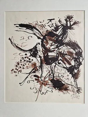 Jos Caelen - 1963 - gemengde techniek op papier - abstracte compositie - gesigneerd kopen? Bied vanaf 1!