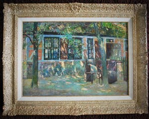 Max Metzoldt - zonnig erf - groot schilderij kopen? Bied vanaf 750!