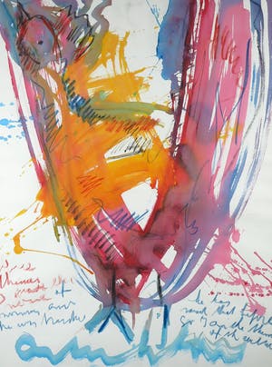 Anton Heyboer - Aquarel, Oervogel - Ingelijst (Groot) kopen? Bied vanaf 150!