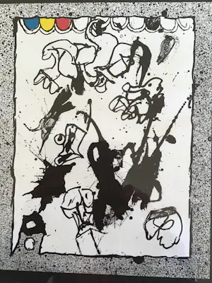 Pierre Alechinsky - Litho , Compositie, ingelijst, kopen? Bied vanaf 50!