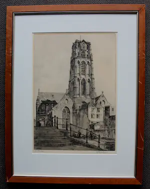 Hendrikus Roodenburg - Ingelijste ets: Rotterdam - 1932 kopen? Bied vanaf 60!