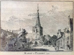 Hendrik Spilman - Markt te Tilborg, 1740 - Kopergravure, Ingelijst kopen? Bied vanaf 40!
