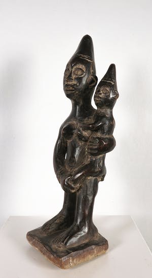 Yoruba - Houten vruchtbaarheidsbeeld van vrouw met kind kopen? Bied vanaf 1!