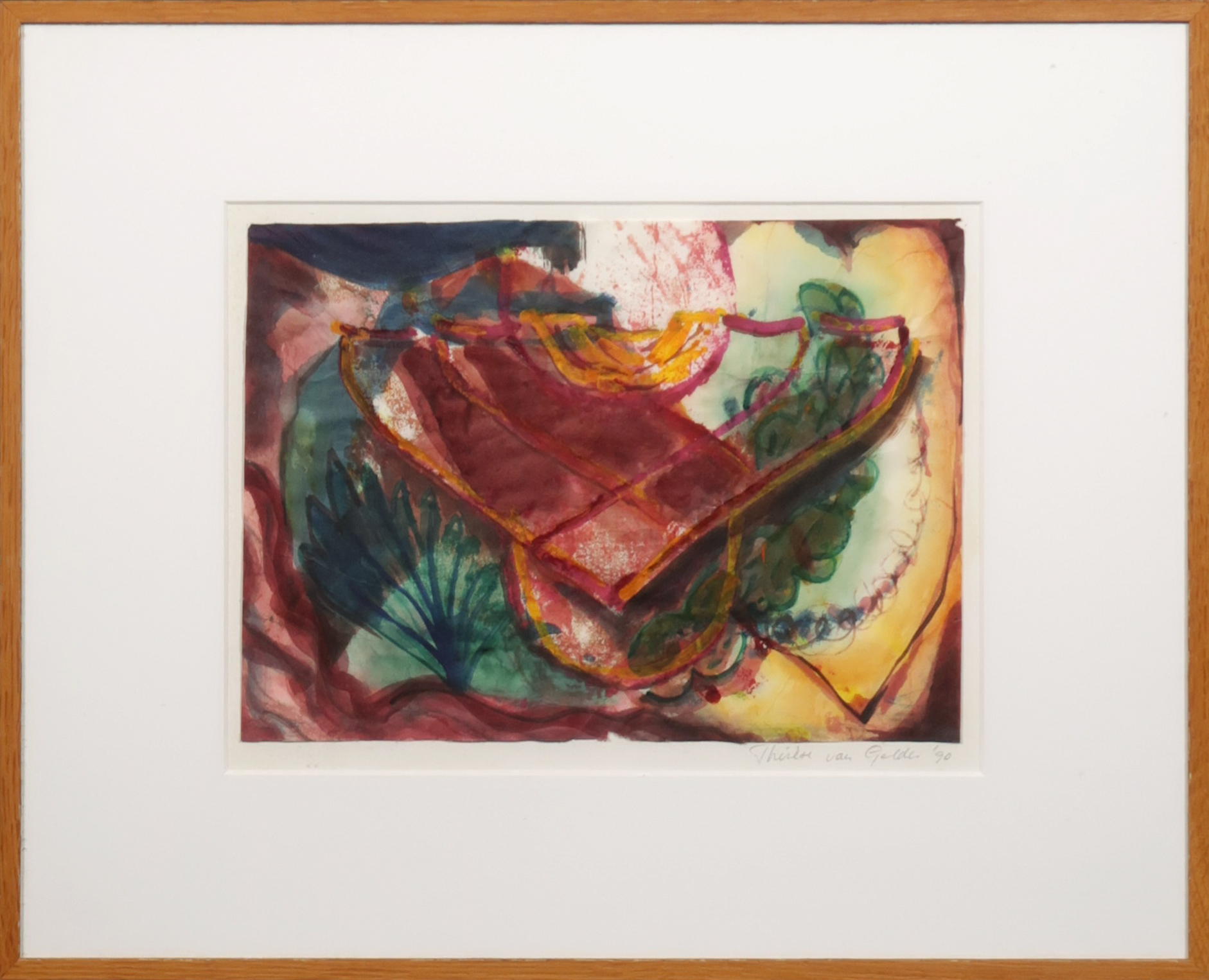 Therese van Gelder - Gouache op dungeschept papier, Zonder titel - Ingelijst kopen? Bied vanaf 1!