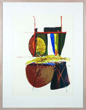Arty Grimm - Zeefdruk, Abstracte compositie - Ingelijst verkocht voor € 50!