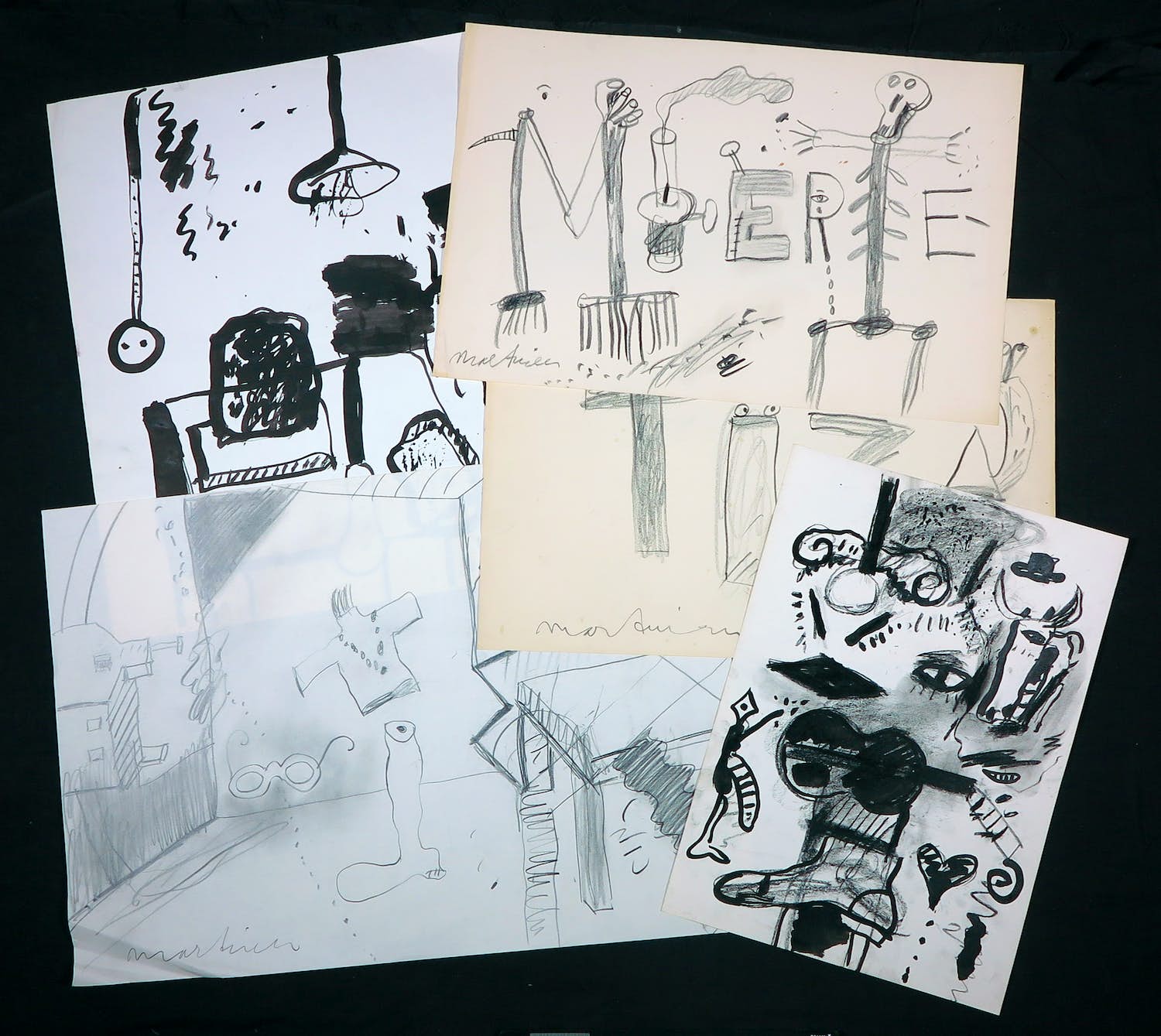 Anton Martineau - Lot van 5 unieke werken op papier! kopen? Bied vanaf 1!