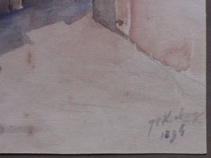 Johan Christiaan Kerkmeijer - Begijnenhof Middelburg - Aquarel kopen? Bied vanaf 70!