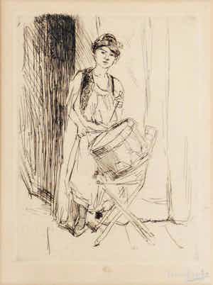 Isaac Israels - De trommelaarster (uit 1910-1920) verkocht voor € 475!