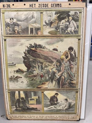 Curiosa - Oude schoolplaat: Het zesde gebod (Doe nooit wat onkuisheid is) kopen? Bied vanaf 1!