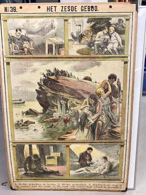 Oude schoolplaat: Het zesde gebod (Doe nooit wat onkuisheid is) verkocht voor € 1!