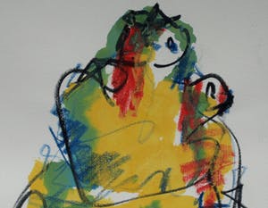 Anton Heyboer - Pastel & acryl, Moeder en kind – ca. 1985 – 70 x 50 cm kopen? Bied vanaf 1!