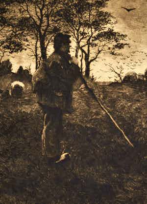 Willem Witsen - staande schaapherder, leunend op zijn staf verkocht voor € 100!