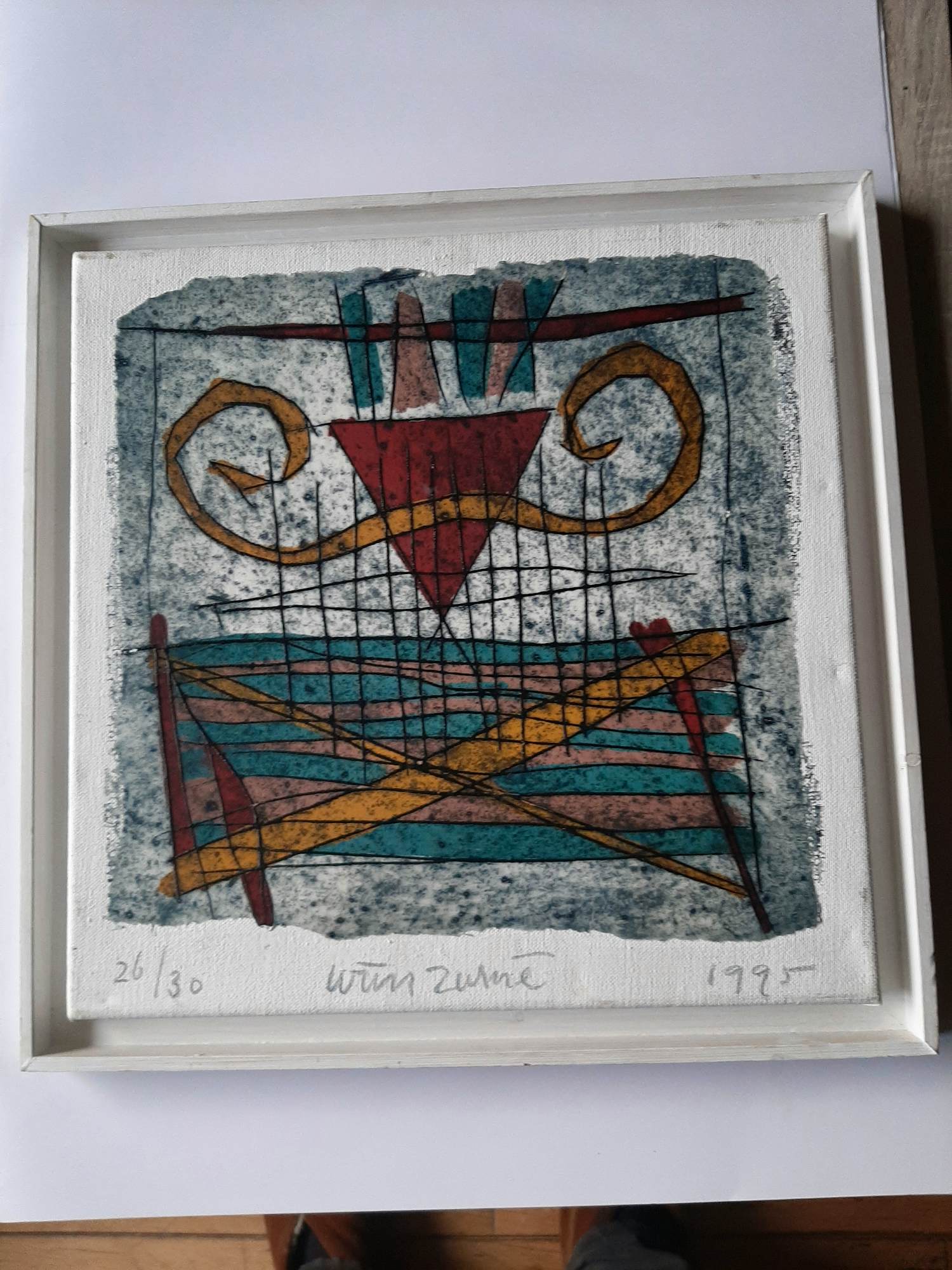 Wim Zurne - Zeefdruk op doek, in houten baklijst, 26/30 kopen? Bied vanaf 40!