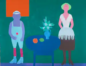 Jan Roëde - Litho, Twee figuren, tafel, vaas en fruit verkauft für € 100!