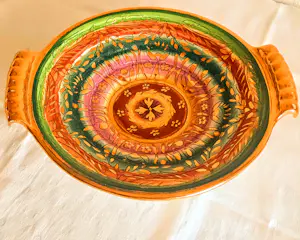 Royal Boch - Obstschale mit Henkel Keralux Boch Freres Sultane handbemalt vergoldet Art Deco kopen? Bied vanaf 120!