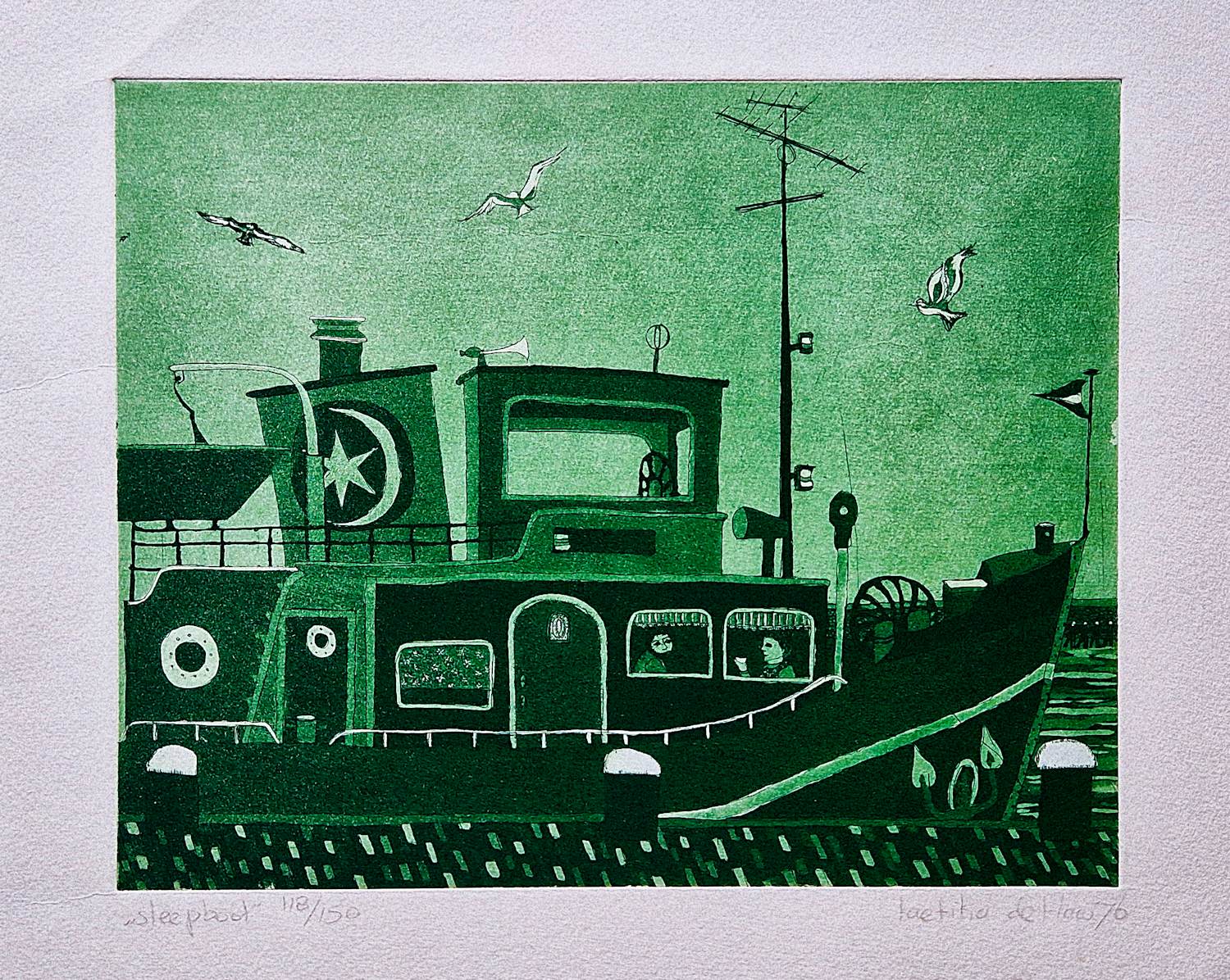 Laetitia de Haas - Gelimiteerde oplage (150) "Sleepboot" - kleuren ets - potlood gesigneerd kopen? Bied vanaf 35!