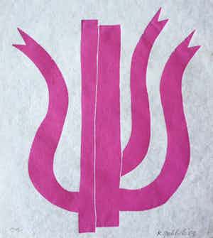 Klaas Gubbels - houtdruk 'Rose Driekan' - 2009 - oplage E/A. verkocht voor € 275!