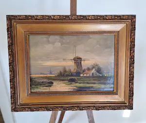 Onbekend - Gesigneerd - Landschap met molens - 19e eeuw kopen? Bied vanaf 10!