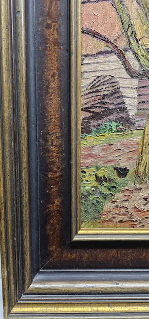 Herman Bieling - Boerderijtjes met hooiklamp en kippen54/70 cm met lijst69/86cm, kopen? Bied vanaf 750!