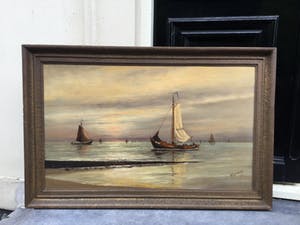 Haaike Abraham Jaarsma - C3787 - Zeilboten aan de kust kopen? Bied vanaf 200!