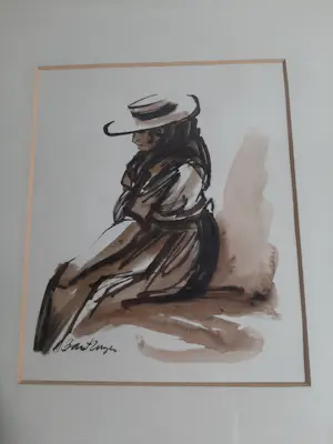 Cees Bantzinger - Aquarel, 4 portreten van mensen kopen? Bied vanaf 40!