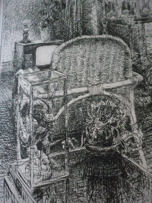 Piet Hein Zijl - Ets. Titel, "Interieur". kopen? Bied vanaf 20!