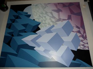 Hans Klaui - Mooi geometrische zeefdruk van Hans Klaui, kopen? Bied vanaf 40!