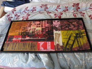 George Heidweiller - Zeefdruk op doek opgeplakt op karton. Titel, "Tire Sale". kopen? Bied vanaf 120!