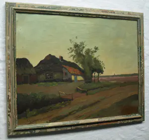 Aris Knikker - Ingelijst , Olieverf op doek , Boerderij – Gesigneerd - Lijst, 46 x 56 cm. kopen? Bied vanaf 1!