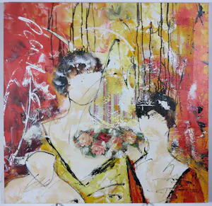 Dario Bosa - Acryl op doek, Drie figuren kopen? Bied vanaf 100!