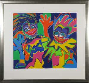 Marianne Naerebout - Zeefdruk, Worlds - Ingelijst verkocht voor € 50!