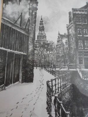 Bob Brobbel - Stadsgezicht van Amsterdam - Litho kopen? Bied vanaf 10!