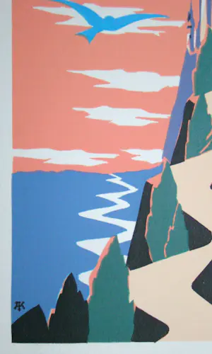 Achille Kas - De Blauwe Vogel - 1932 - Originele lithografie - Aquareltechniek - Gesigneerd kopen? Bied vanaf 100!