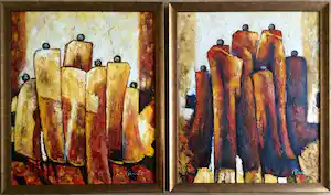 Berend Pasman - Set van 2 olieverfschilderijen - fraai ingelijst verkocht voor € 119!