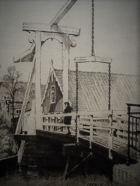 Maarten Langbroek - Fraaie Ets "Edam - vrouw op de Kwakelbrug" gesigneerd  kopen? Bied vanaf 1!