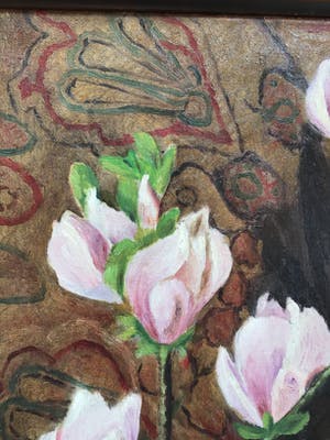 Lien Straver - Schilderij Magnolia’s, gesigneerd en ingelijst,olieverf op doek kopen? Bied vanaf 25!