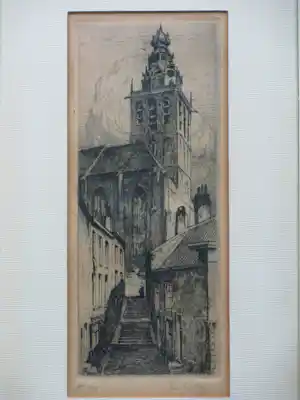 Eugene Lucker - Noordelijke Kerktrappen Nijmegen - Ets verkauft für € 107!
