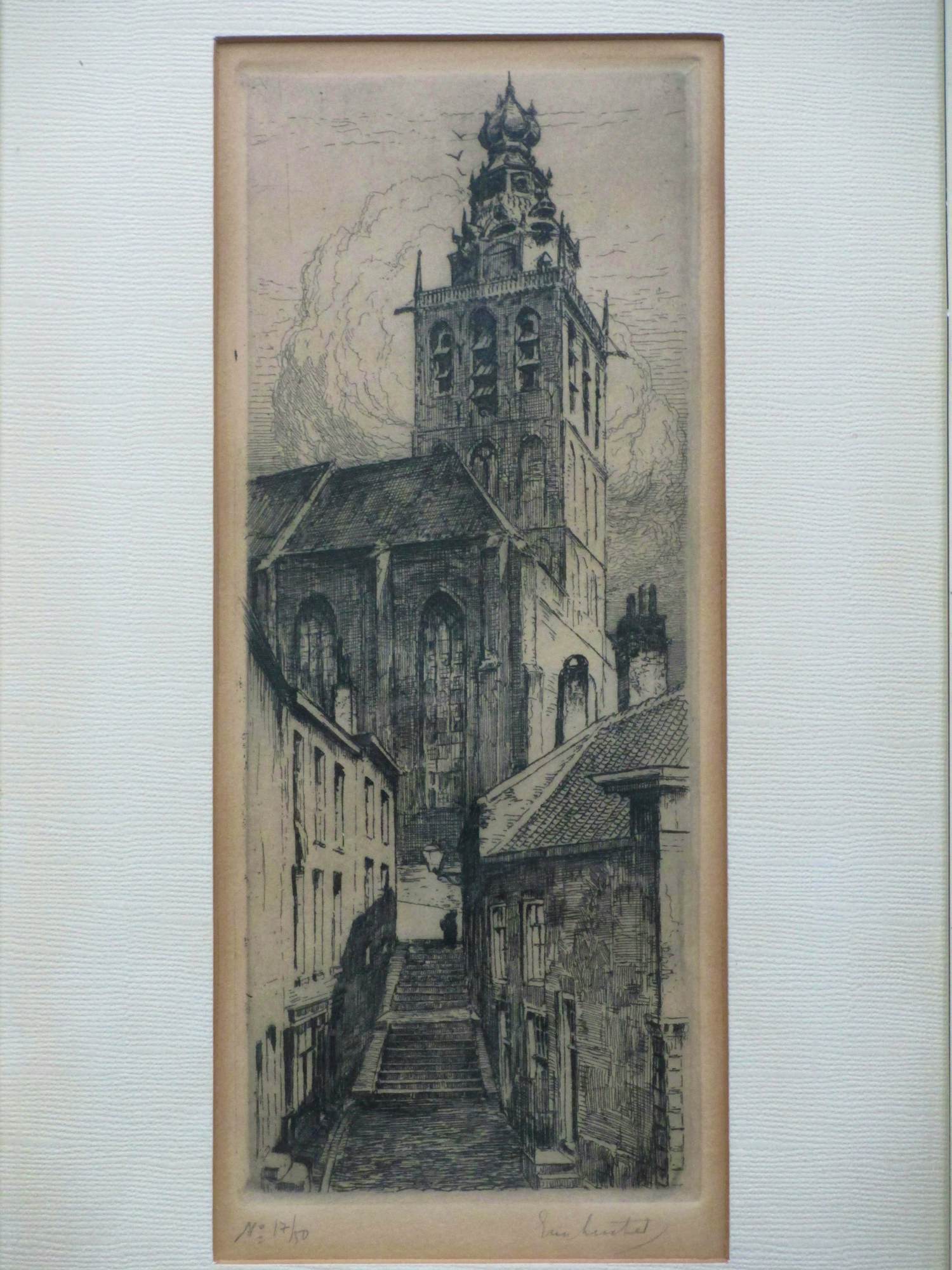 Eugene Lucker - Noordelijke Kerktrappen Nijmegen - Ets verkocht voor € 125!