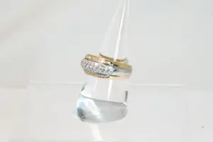 23 - Schitterende 14 Krt bi-color gouden  fantasie ring totaal 1.10 ct diamant. kopen? Bied vanaf 880!