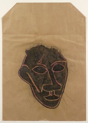 Dirk Celis - Gemengde techniek op kraftpapier, Zonder titel - Ingelijst kopen? Bied vanaf 50!