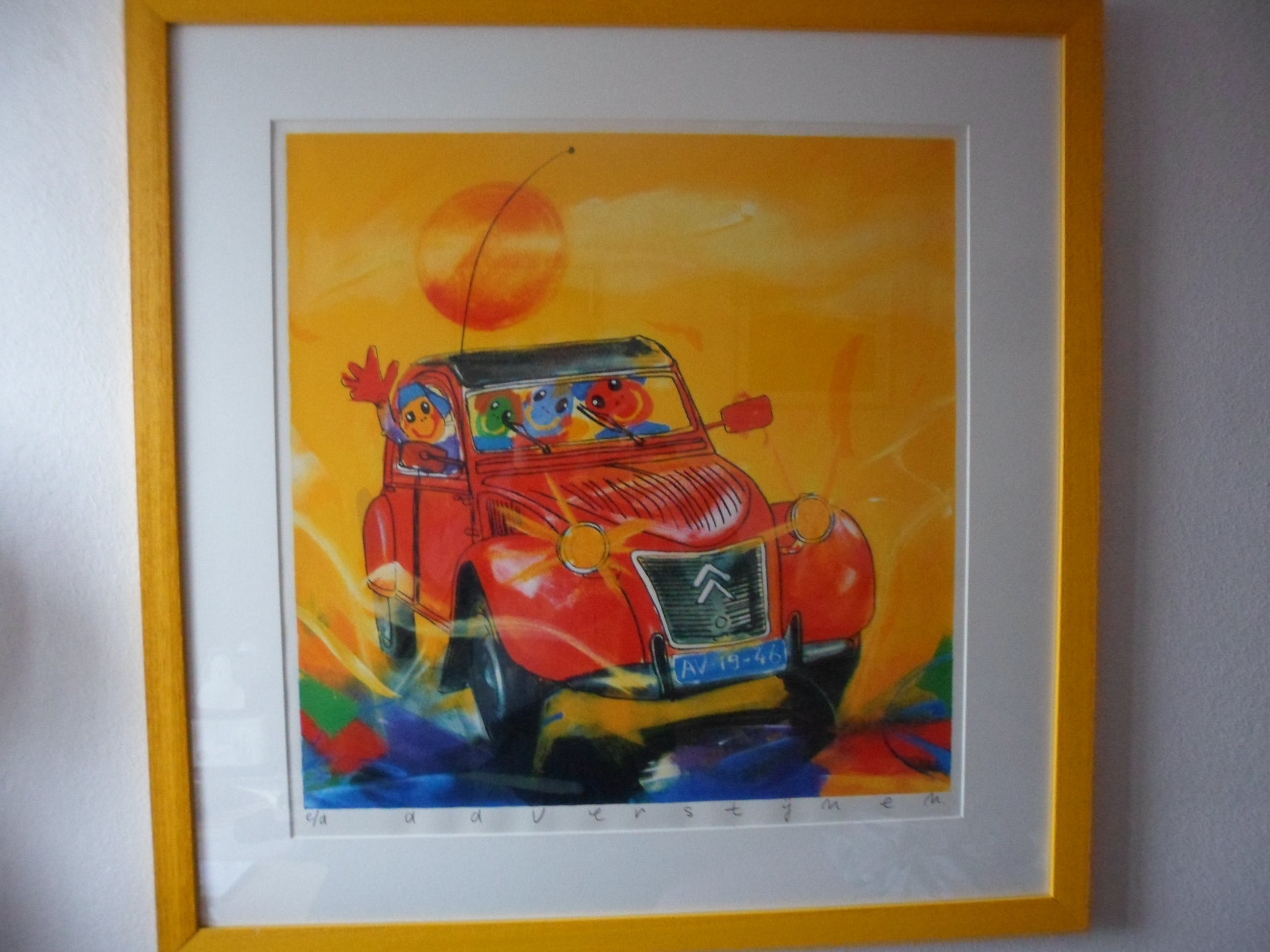 Ad Verstijnen - Ad Verstijnen, zeefdruk, Deux Cheveaux, Lelijk eendje verkocht voor € 95!