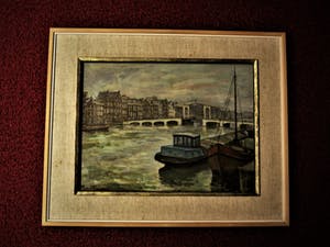 Ronald Terpstra - Verstild olieverf "Amsterdam de Amstel en Magere Brug" gesigneerd kopen? Bied vanaf 10!