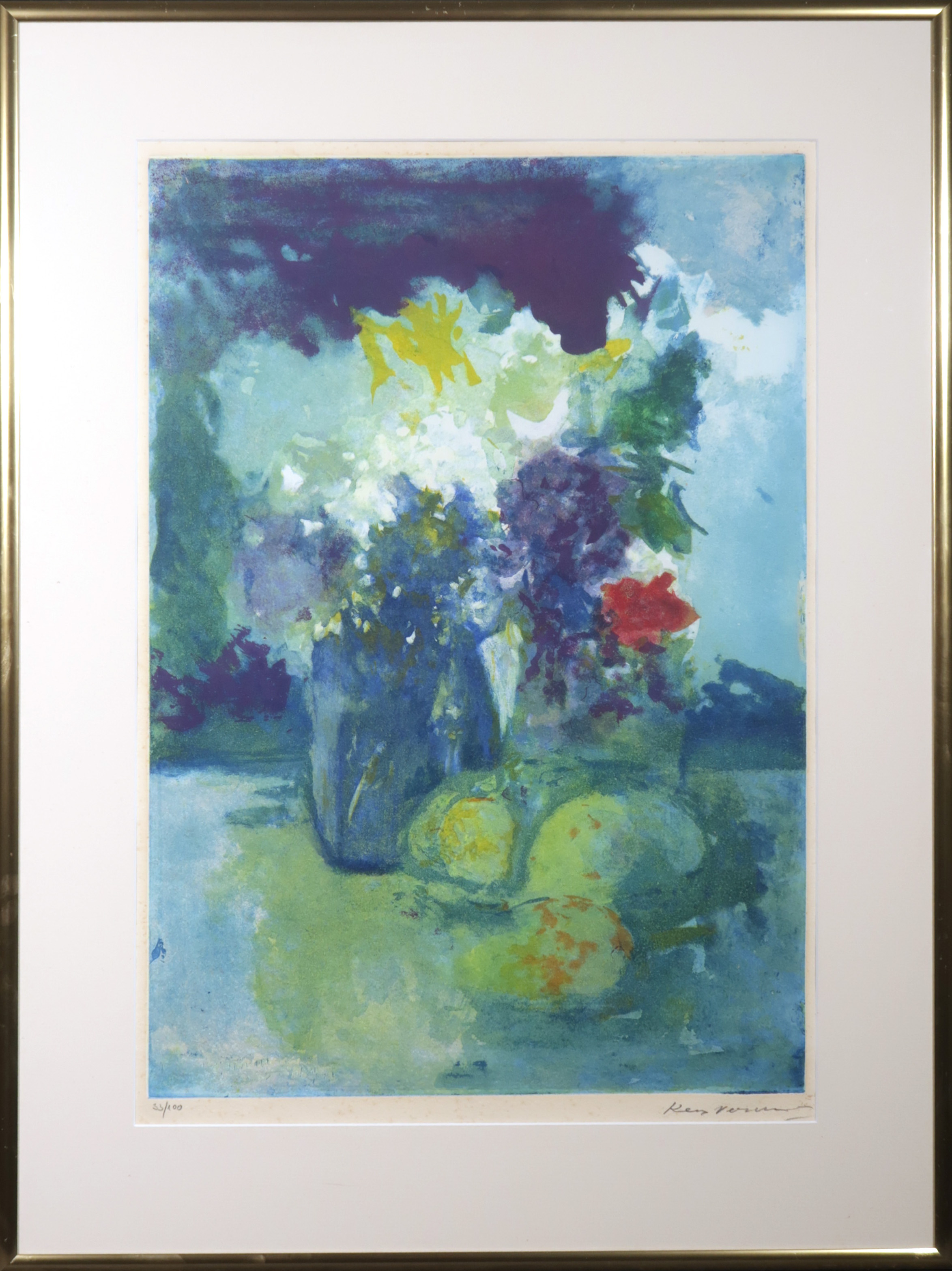 Kees Verwey - Aquatint, Stilleven met bloemen - Ingelijst kopen? Bied vanaf 200!