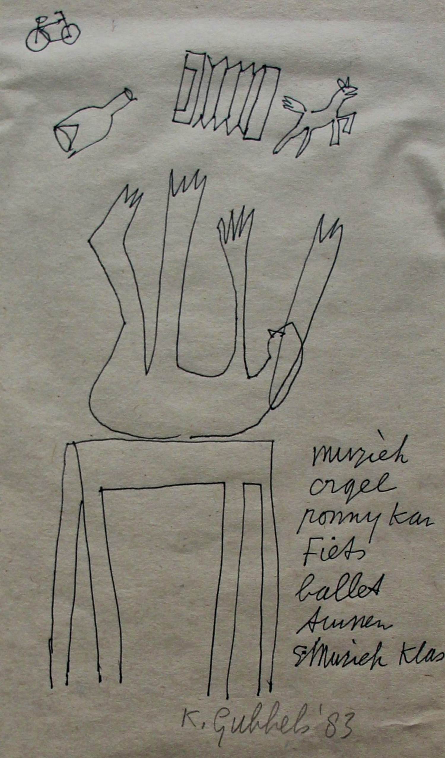 Klaas Gubbels - Pentekening - 1983 kopen? Bied vanaf 295!