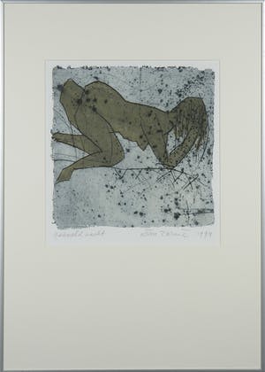 Wim Zurne - Gemengde techniek op papier, Geknield naakt - Ingelijst kopen? Bied vanaf 35!