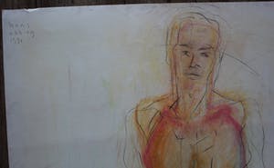 Hans Abbing - zeer grote krijttekening - 1995 kopen? Bied vanaf 325!