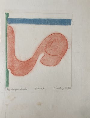 Jan Montyn - Rode vogel, eigendruk. kopen? Bied vanaf 45!