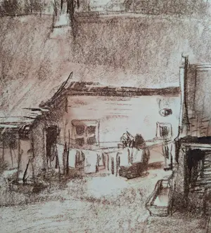 Herman Moerkerk - (1897- 1949) 'een kijkje op het boerenerf' kopen? Bied vanaf 129!