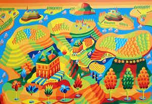 Louis Gans - Fantasielandschap, zeefdruk verkocht voor € 35!