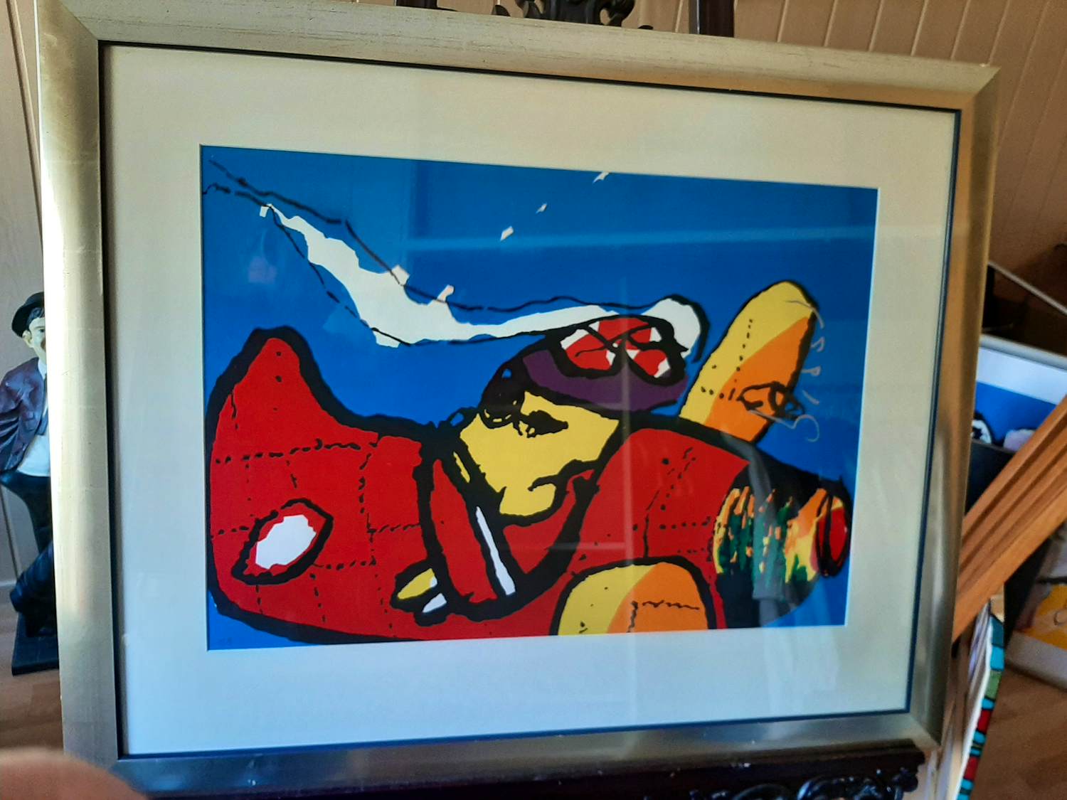 Herman Brood - Zeefdruk: Red Baron, Ingelijst. verkocht voor € 475!